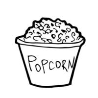 Popcorn. Vector linear illustration. Doodle style drawing.