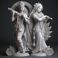 hermosa escultura de señor radha y Krishna imagen generativo ai foto