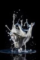 Milk Splash on black background photo