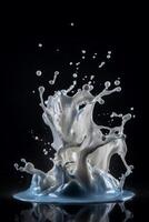Milk Splash on black background photo