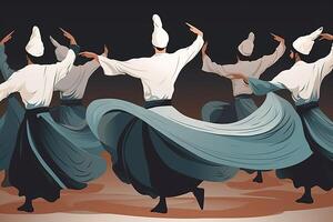 people doing dervish dance together photo