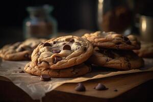 suave matices de el chocolate chip Fresco galletas generativo ai foto