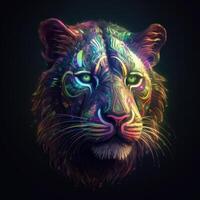 Tiger head mechanical colorful glowing image photo