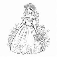 colorbook outline colorless flowers princess photo