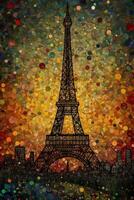 Eiffel tower colorful art vector photo