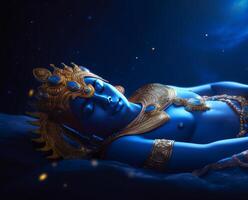 cinematic lighting unreal blue vishnu lord photo