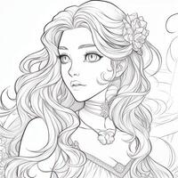 A character design princess in a coloring book photo