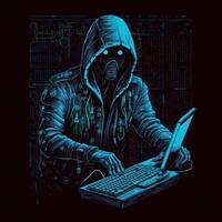 imagen de computadora hacker en ascii estilo generativo ai foto