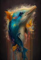 A Colorful painting of a Dolphin photo
