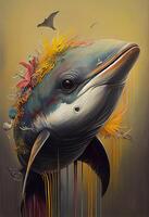 A Colorful painting of a beautiful Dolphin photo