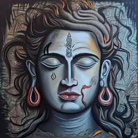 Lord Shiva kobra snake in neck painting photo