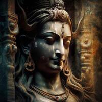 The Lord Shiva amazing statue generative AI photo