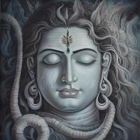Lord Shiva meditating soft and peaceful face light color image generative AI photo