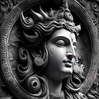 The mighty God Shiva peaceful face statue photo