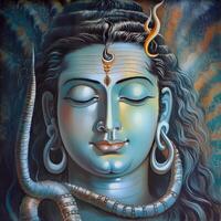 Hindu God Shiva meditating soft and peaceful face photo