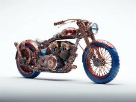 Bullet bike in blue and red combination photo