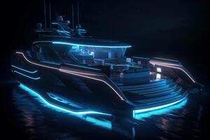 A Spectacular Yacht concept futuristic LED lights glowing yacht photo