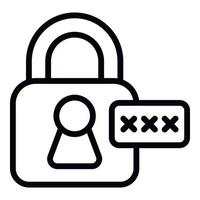 Cyber padlock icon outline vector. Internet account vector