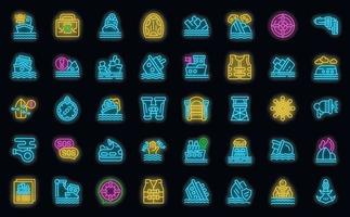 Shipwreck icons set vector neon