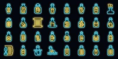 Message in the bottle icons set vector neon