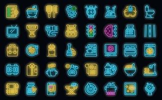 Daily routine icons set vector neon