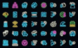 Traffic fumes icons set vector neon