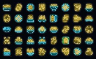 Dumplings icons set vector neon