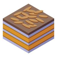 Cocoa tiramisu icon isometric vector. Cake dessert vector