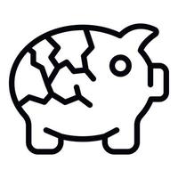 Cracked piggy bank icon outline vector. Poverty homeless vector