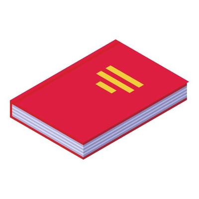 Red book icon isometric vector. School study