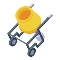 Cement mixer cart icon isometric vector. Concrete machine vector