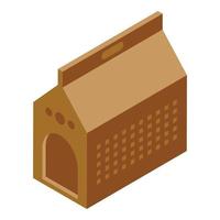 Carton cat carrier icon isometric vector. Travel box vector