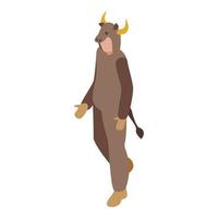 Carnival cow costume icon isometric vector. Animal halloween vector