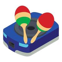 Maracas icon isometric vector. Percussive musical instrument on warehouse robot vector