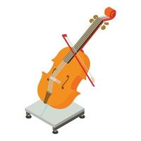 Cello icon isometric vector. Stringed music instrument with bow on electro scale vector