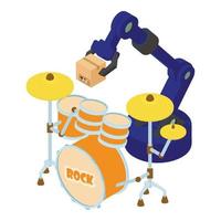 Rock drum icon isometric vector. Percussion instrument and warehouse manipulator vector