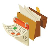 Medical documentation icon isometric vector. Briefcase with paper and calendar vector