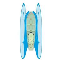 Roro ship icon isometric vector. Large modern cargo ship and ocean wave icon vector
