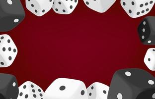 Casino game concept with dice and casini chips. 3d vector frame with copy space