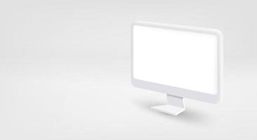 Modern computer monitor with blank screen. 3d vector banner with copy space