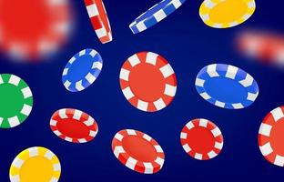 Casino game concept with color casino chips. 3d vector illustration
