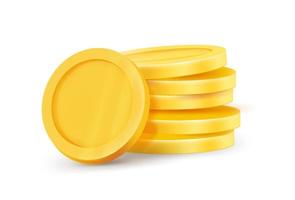 apilar de dorado monedas aislado en blanco antecedentes. 3d vector ilustración