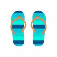 Flip flops isolate on a white background. Slippers icon. Colored flip flops blue striped on white background. vector
