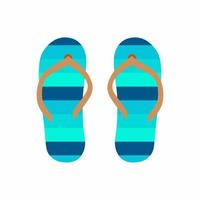 Flip flops isolate on a white background. Slippers icon. Colored flip flops blue striped on white background. vector