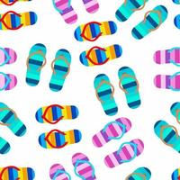 Flip flop color summer pattern. Seamless repeat pattern, background. Cartoon flat illustration. vector