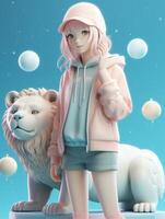 18 years old cute Leo girl full body 3D artwork photo