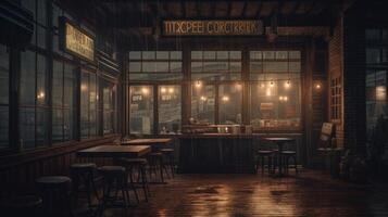 A moody digital photo manipulation of a coffee shop internal