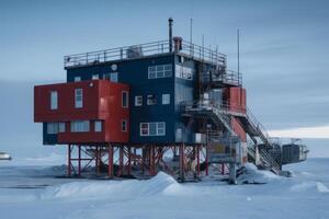 Ciencias investigación estación de Antártida generativo ai foto