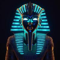 An Egyptian Pharaoh Hyper-realistic glowing light photo