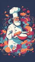 chef cooking for food business colorful graphic image photo